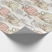 Elegantes Tea Party Wrapping Paper Geschenkpapier (Ecke)