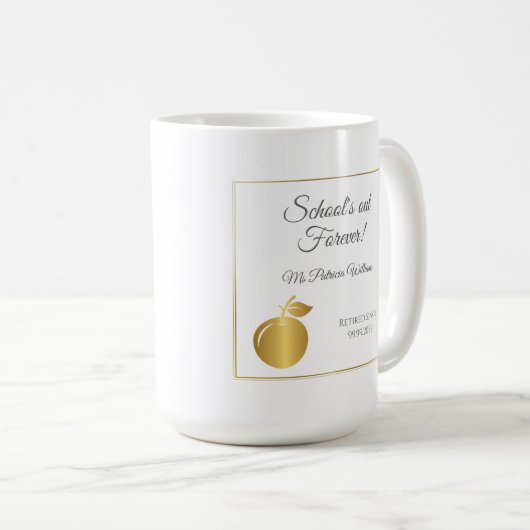 Elegantes Teachers Golden Pastel Retirement Party Kaffeetasse (VorderseiteRechts)