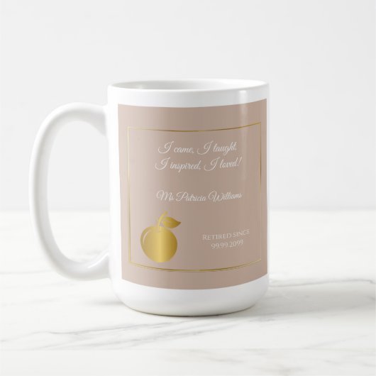 Elegantes Teachers Golden Pastel Retirement Party Kaffeetasse (Links)