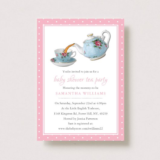 Elegantes Teacups Baby Dusche Tee Party Einladung