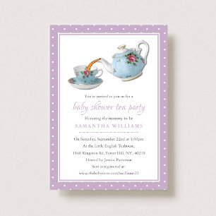 Elegantes Teacups Baby Dusche Tee Party Einladung