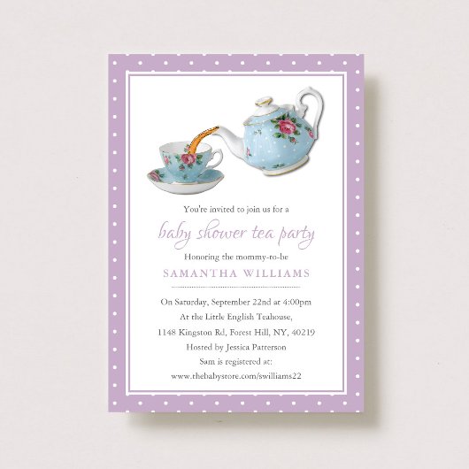 Elegantes Teacups Baby Dusche Tee Party Einladung