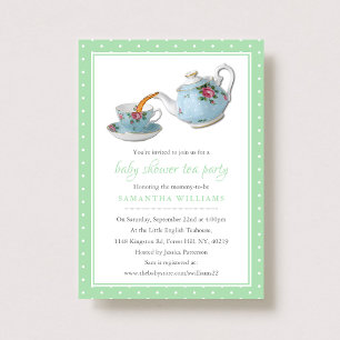 Elegantes Teacups Baby Dusche Tee Party Einladung