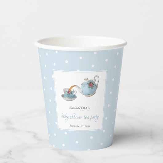 Elegantes Teacups Baby Dusche Tee Party Pappbecher (Vorderseite)