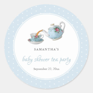 Elegantes Teacups Baby Dusche Tee Party Runder Aufkleber