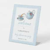 Elegantes Teacups Baby Dusche Tee Party Willkommen Sockelschild (Vorderseite)