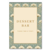 Elegantes Teal-Blumen-Dessertbar-Schild Tischnummer (Rückseite)