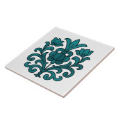 Elegantes Teal-Blumen-Mandala-Buntglas Fliese (Seite)