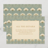 Elegantes Teal-Blumenmuster Begleitkarte (Vorne/Hinten)
