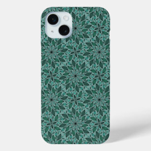 Elegantes Teal-Blumenmuster mit Blatt-Mandala Case-Mate iPhone Hülle