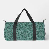 Elegantes Teal-Blumenmuster mit Blatt-Mandala  Duffle Bag (Vorderseite)