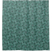 Elegantes Teal-Blumenmuster mit Blatt-Mandala  Duschvorhang (Vorderseite)