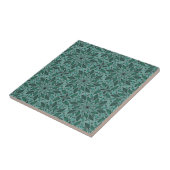 Elegantes Teal-Blumenmuster mit Blatt-Mandala Fliese (Seite)