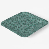 Elegantes Teal-Blumenmuster mit Blatt-Mandala Pappteller (Gewinkelt)