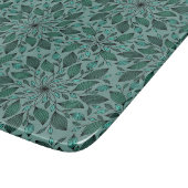 Elegantes Teal-Blumenmuster mit Blatt-Mandala  Schneidebrett (Ecke)