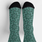 Elegantes Teal-Blumenmuster mit Blatt-Mandala Socken (Oben)