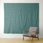 Elegantes Teal-Blumenmuster mit Blatt-Mandala Wandteppich (Beispiel (Horizontal))