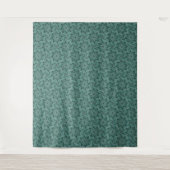 Elegantes Teal-Blumenmuster mit Blatt-Mandala Wandteppich (Vorderseite)