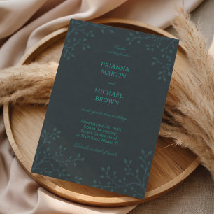Elegantes Teal-Botanik-Minimalistisches Design Einladung