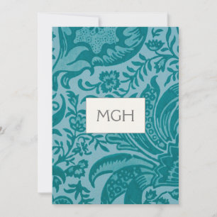 Elegantes Teal-Botanik-Monogramm Dankeskarte