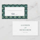 Elegantes Teal-Botanikdesign Platzkarte (Vorne/Hinten)