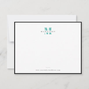 Elegantes Teal-Fettbuchstaben-Einfach-Monogramm-Na Mitteilungskarte