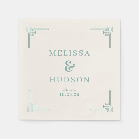 Elegantes Teal-Geometrisches Serviette (Vorderseite)