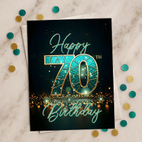 Elegantes Teal-Gold 70. Geburtstagsleuchten