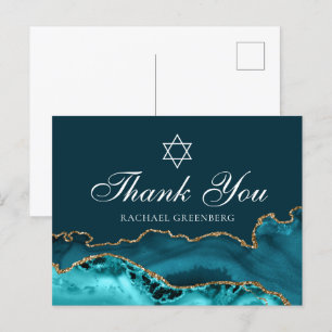 Elegantes Teal-Gold personalisiertes Bat-Mizwa-Dan Postkarte