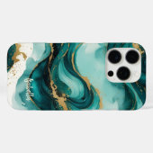 Elegantes Teal-Gold-Wasserfarben-Case Case-Mate iPhone Hülle (Rückseite (Horizontal))