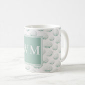 Elegantes Teal-Hortensien-Monogramm Kaffeetasse (VorderseiteRechts)