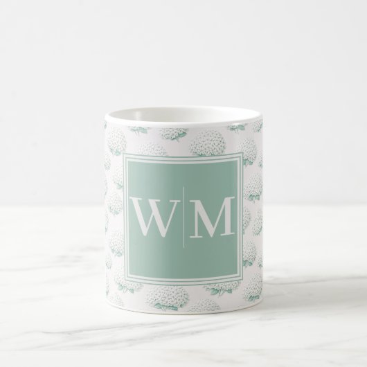 Elegantes Teal-Hortensien-Monogramm Kaffeetasse (Mittel)