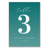 Elegantes Teal Nummern-Tischschild Tischnummer (Rückseite)