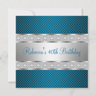 Elegantes Teal Silber Juwel 40. Geburtstag Einladung