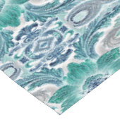 Elegantes Teal- und Blaubarock-Blumenmuster Tischdecke (Schrägansicht)