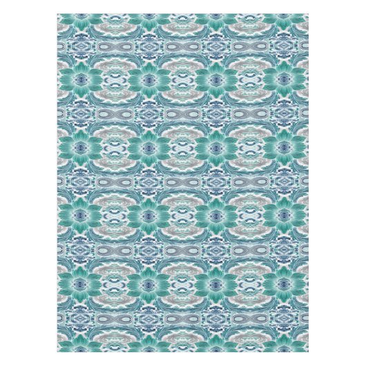 Elegantes Teal- und Blaubarock-Blumenmuster Tischdecke (Vorderseite)