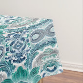 Elegantes Teal- und Blaubarock-Blumenmuster Tischdecke (Beispiel)