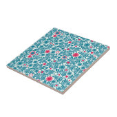 Elegantes Teal- und Magenta-Blattmuster Fliese (Seite)