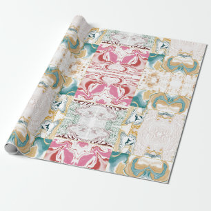 Elegantes Teal- und Rosa-Retro-Marmor-Fluid-Art-Mo Geschenkpapier