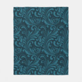 Elegantes Tealblau-Barock-Blumenmuster Fleecedecke (Vorderseite)
