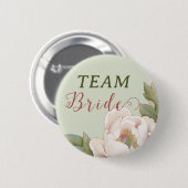 Elegantes Team Bride Sage und Blush Pink Floral Button (Vorne & Hinten)