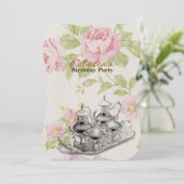 elegantes TeeschalenVintages Einladung (Stehend Vorderseite)