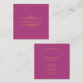 Elegantes Template Beruflich Gold Text Frame Luxe Quadratische Visitenkarte (Vorne/Hinten)
