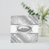 Elegantes Template für die Party Einladung Weiß un (Stehend Vorderseite)