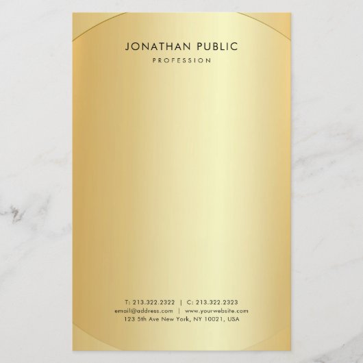 Elegantes Template Gold Modernes Minimalistisches  Briefpapier (Vorderseite)
