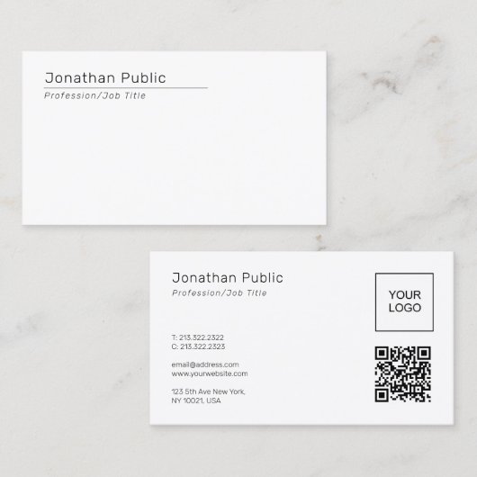 Elegantes Template QR-Code Hochladen der Firmenlog Visitenkarte (Vorne/Hinten)