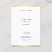 Elegantes Template Trendy Modern Gold White Einfac Visitenkarte (Rückseite)
