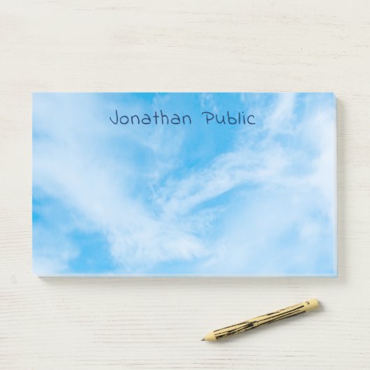 Elegantes Template White Clouds Blue Sky Moderne Post-it Klebezettel (Auf Schreibtisch)