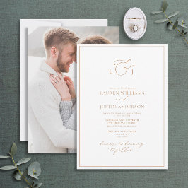 Elegantes Terracotta Calligraphy Monogram Foto Einladung