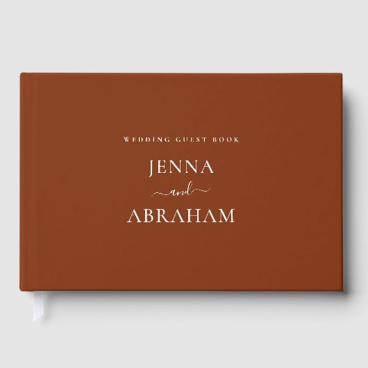 Elegantes Terracotta Custom Wedding Guest Book Gästebuch (Vorderseite)